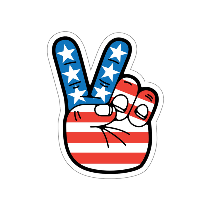 Stars and Stripes Peace Sign Hand Decal (indoor and outdoor use)