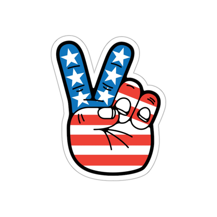 Stars and Stripes Peace Sign Hand Decal (indoor and outdoor use)