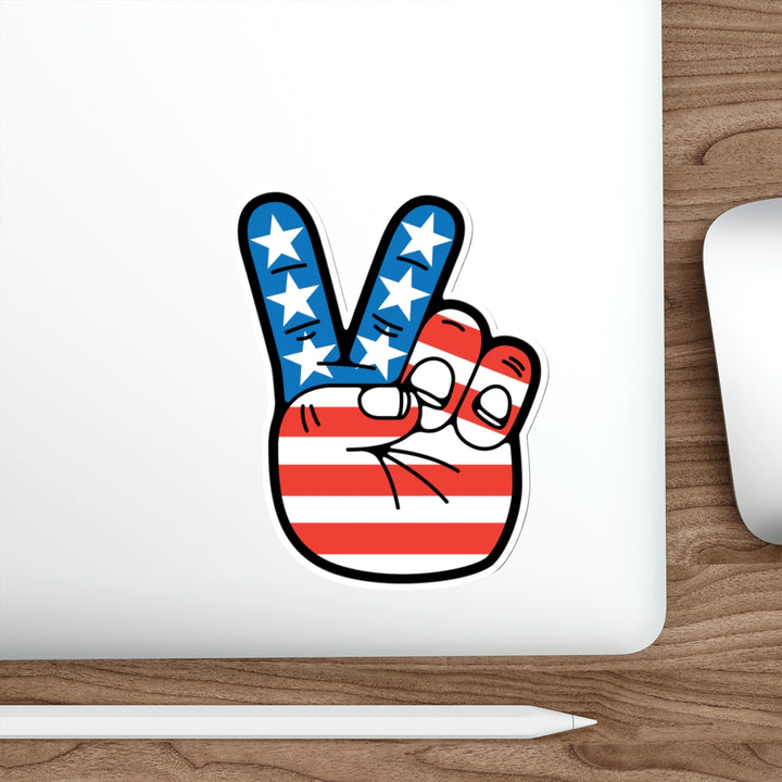 Stars and Stripes Peace Sign Hand Decal (indoor and outdoor use)