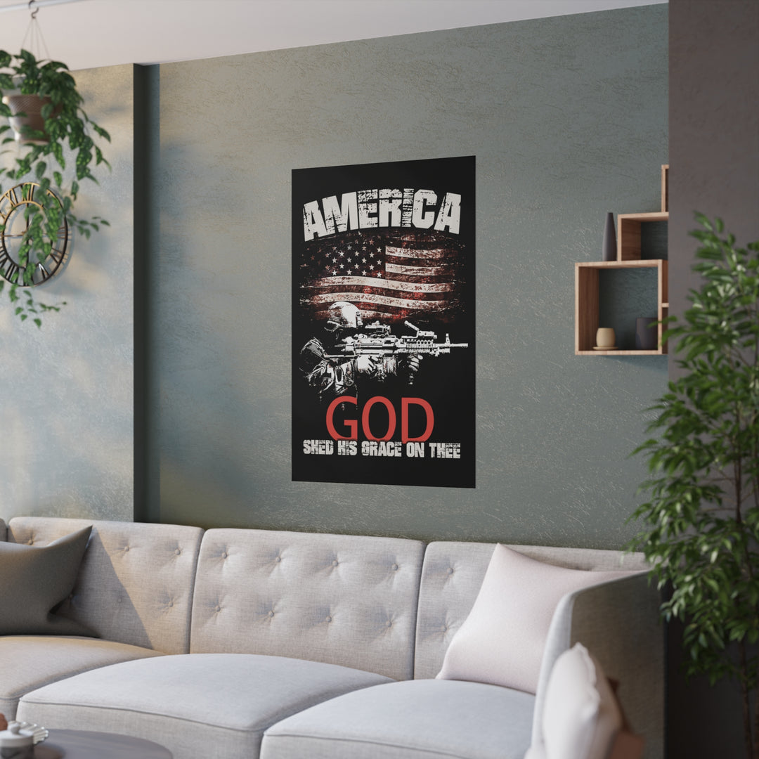 American Soldier Poster "GOD Shed His Grace On Thee"