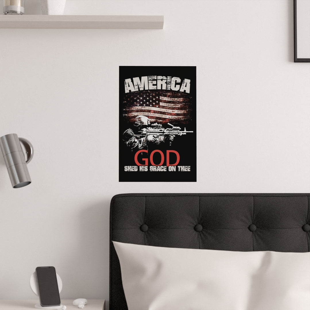 American Soldier Poster "GOD Shed His Grace On Thee"