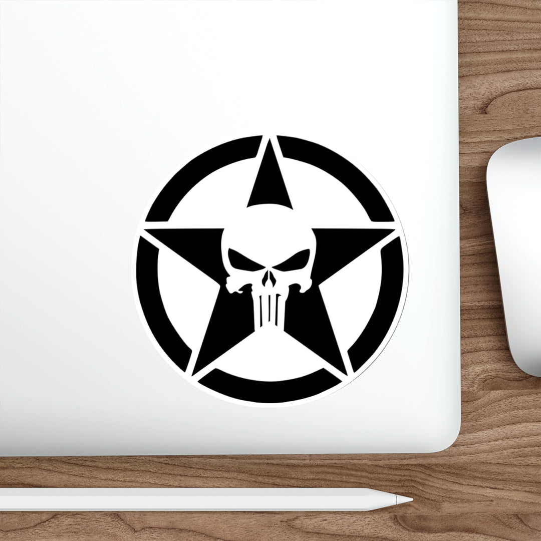 Punisher Skull and Star Decal (indoor and outdoor use)