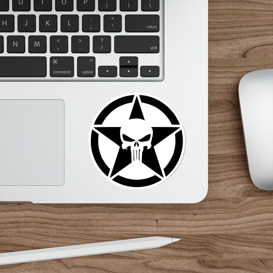 Punisher Skull and Star Decal (indoor and outdoor use)