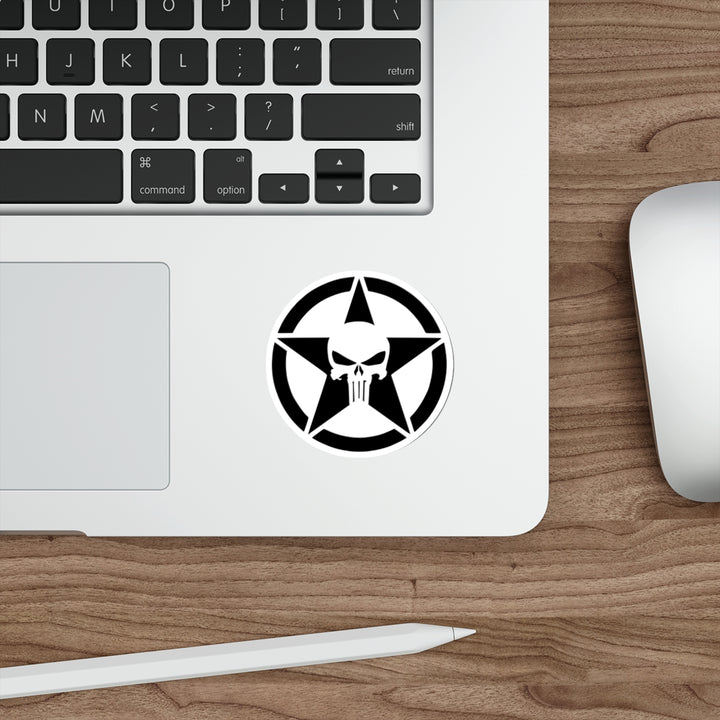 Punisher Skull and Star Decal (indoor and outdoor use)