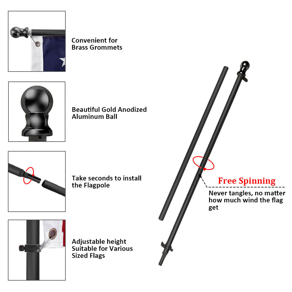 InstaPatriot™ American Flag, Flagpole & ROGUE™ Bracket Kit - Classic Black