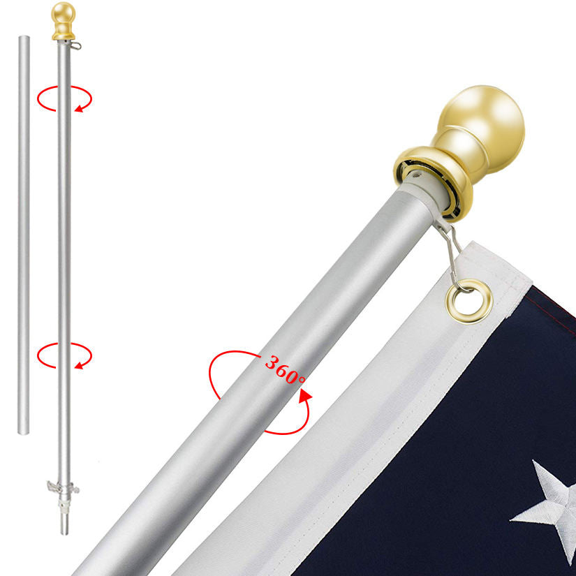 Brushed Aluminum Flag Pole Kit (6ft, 1-inch Diameter) - USA Flag Co.