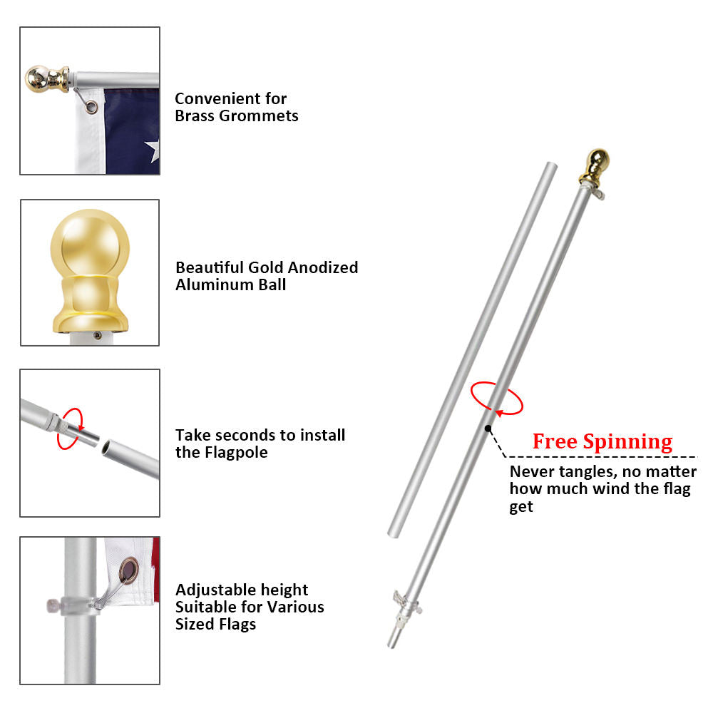 InstaPatriot™ American Flag, Flagpole & FREEDOM™ Bracket Kit by USA Flag Co.