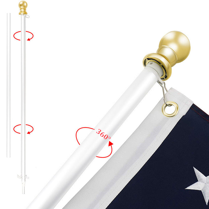 White Flag Pole Kit (6ft, 1-inch Diameter) - USA Flag Co.