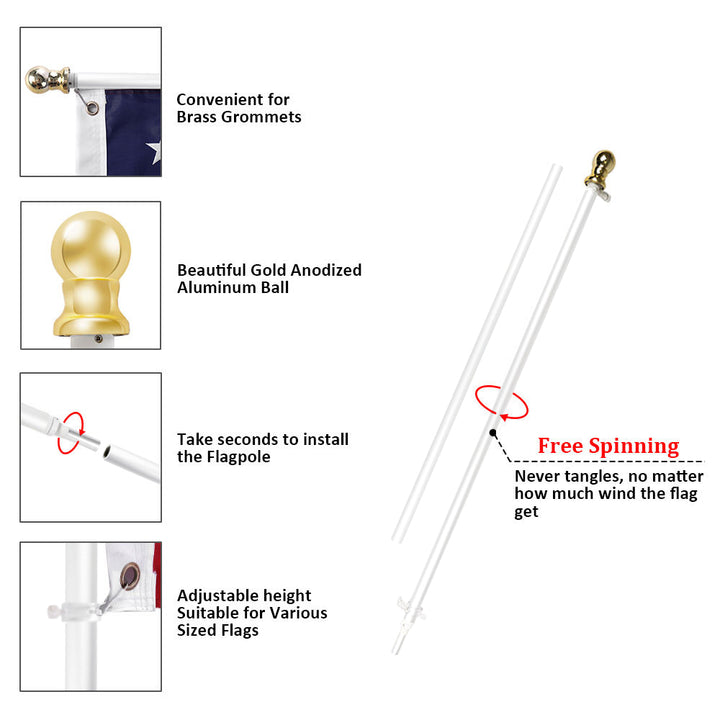 InstaPatriot™ American Flag, Flagpole & ROGUE™ Bracket Kit - Vivid White