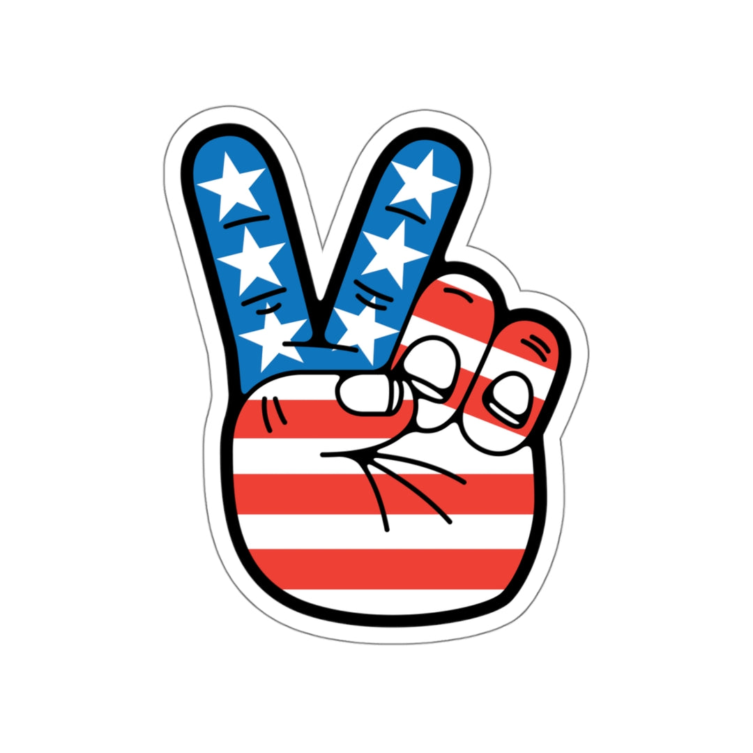 Stars and Stripes Peace Sign Hand Decal (indoor and outdoor use)