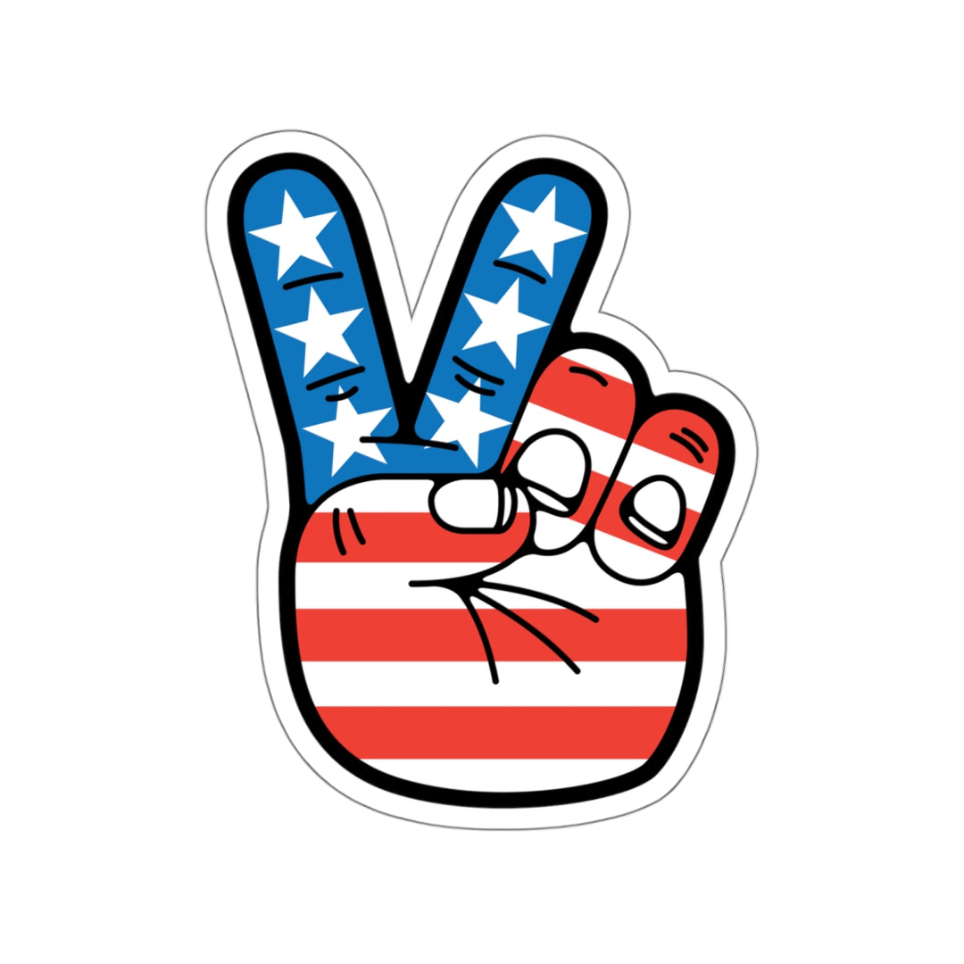 Stars and Stripes Peace Sign Hand Decal (indoor and outdoor use)