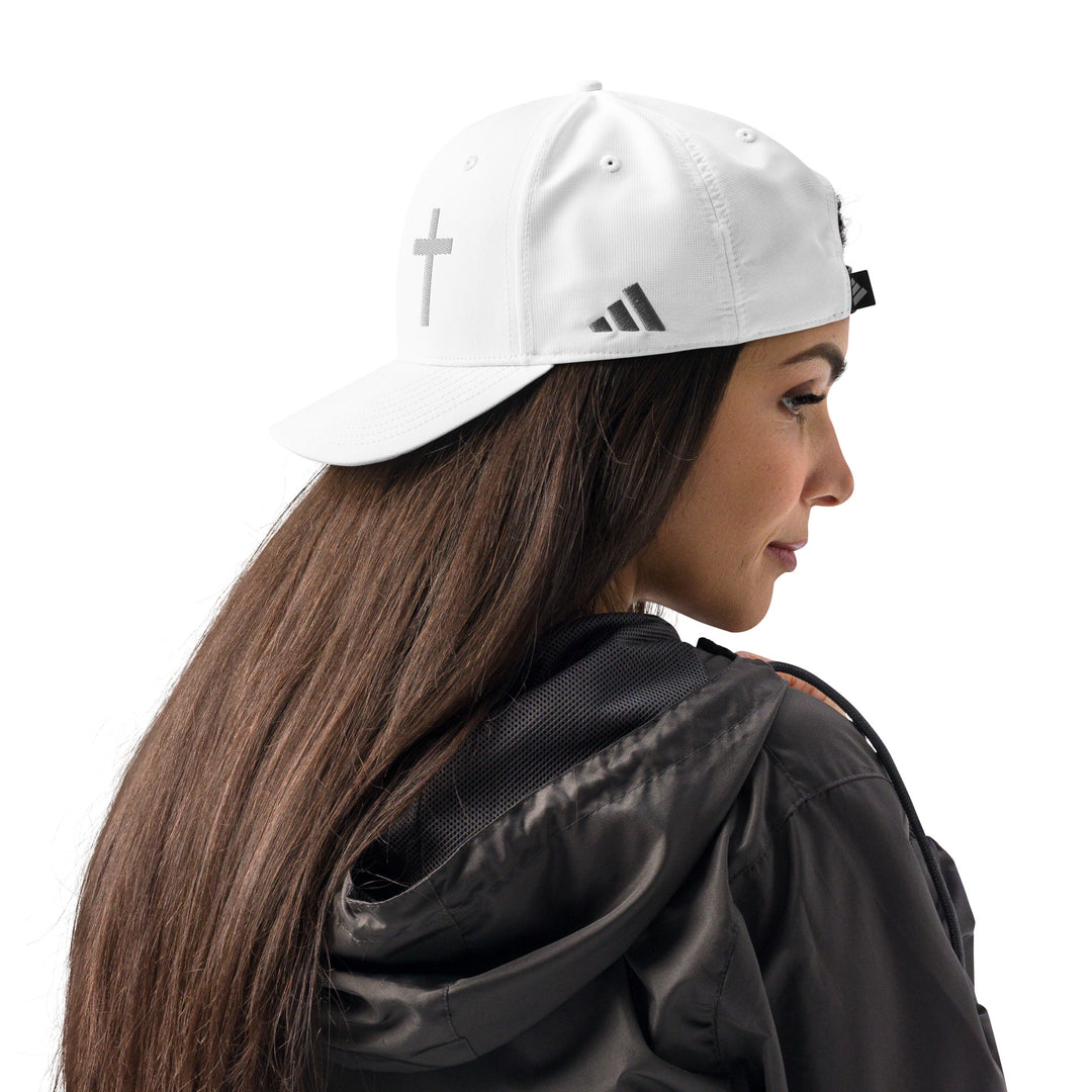 Adidas Performance Baseball Cap - Embroidered 3-D Puff White Christian Cross