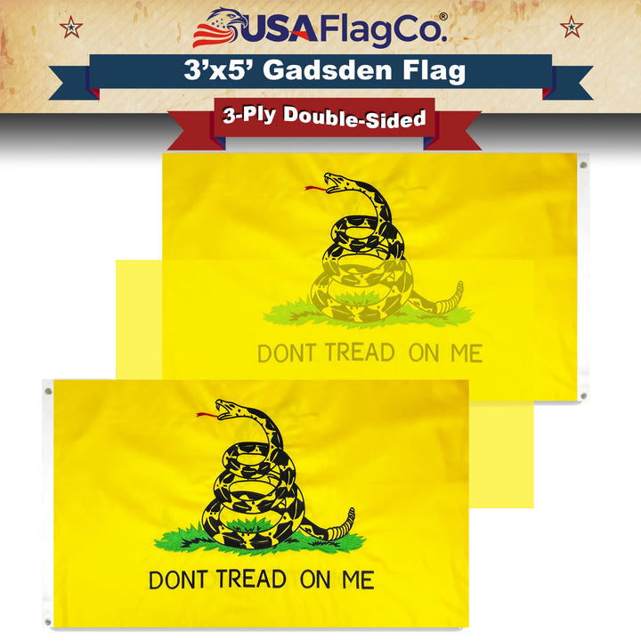 Double-sided Gadsden Flag Fully Embroidered Flag