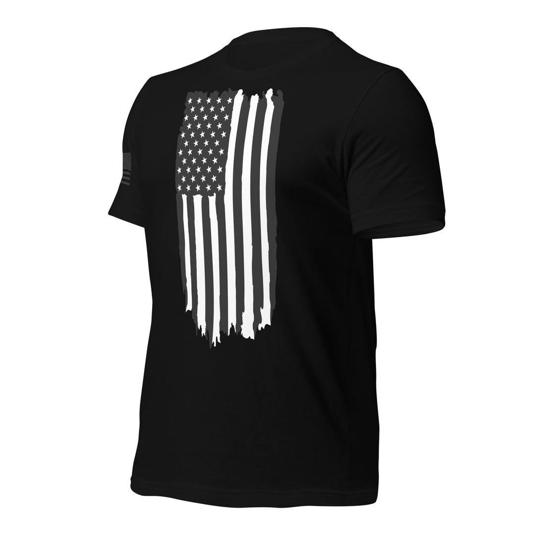 Black and White American Flag Rugged T-Shirt (Made in the USA)