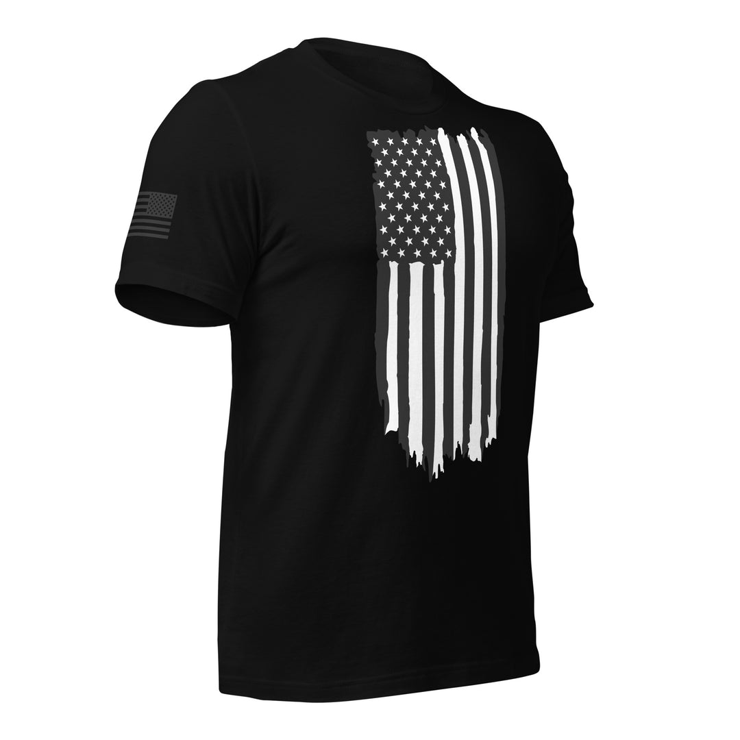 Black and White American Flag Rugged T-Shirt (Made in the USA)