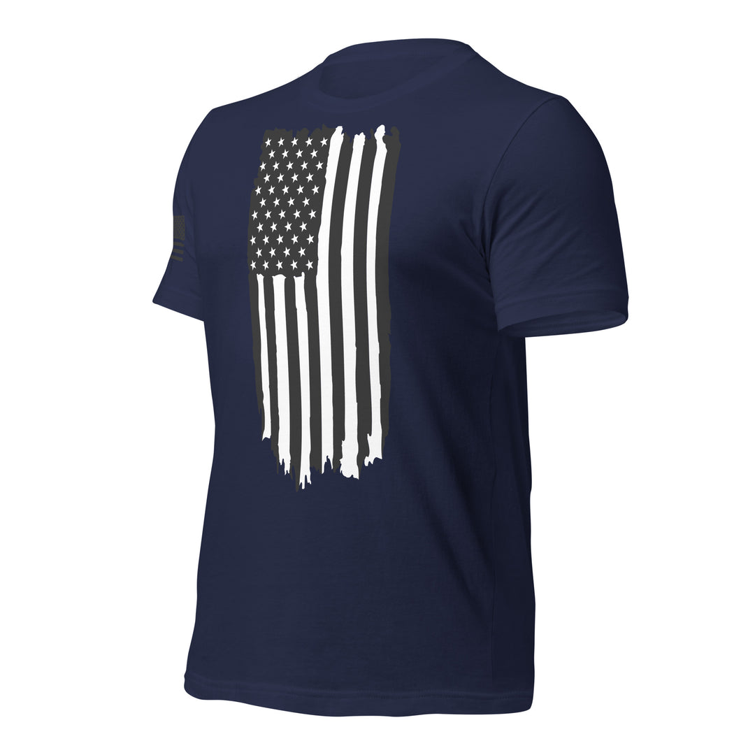 Black and White American Flag Rugged T-Shirt (Made in the USA)