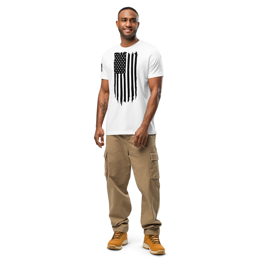 Black and White American Flag Rugged T-Shirt (Made in the USA)