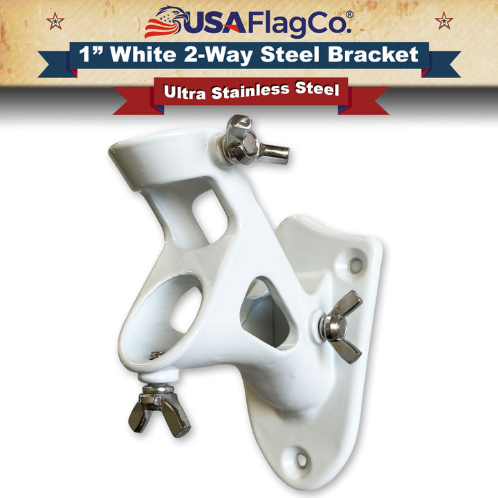 TITAN™ White Stainless Steel Flag Pole Bracket (1-inch Diameter) - USA Flag Co.