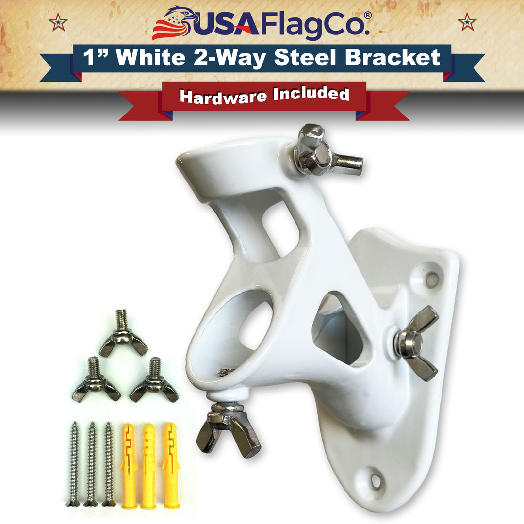 TITAN™ White Stainless Steel Flag Pole Bracket (1-inch Diameter) - USA Flag Co.