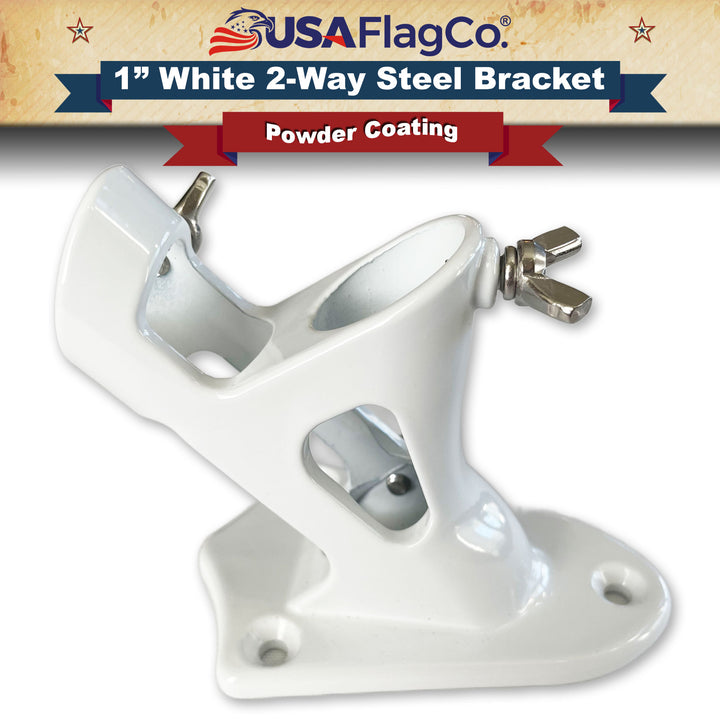 TITAN™ White Stainless Steel Flag Pole Bracket (1-inch Diameter) - USA Flag Co.