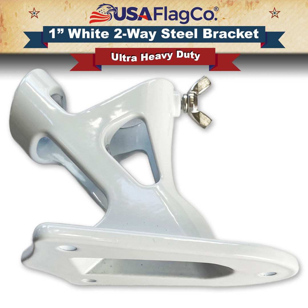 TITAN™ White Stainless Steel Flag Pole Bracket (1-inch Diameter) - USA Flag Co.