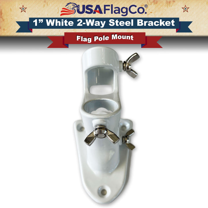 TITAN™ White Stainless Steel Flag Pole Bracket (1-inch Diameter) - USA Flag Co.