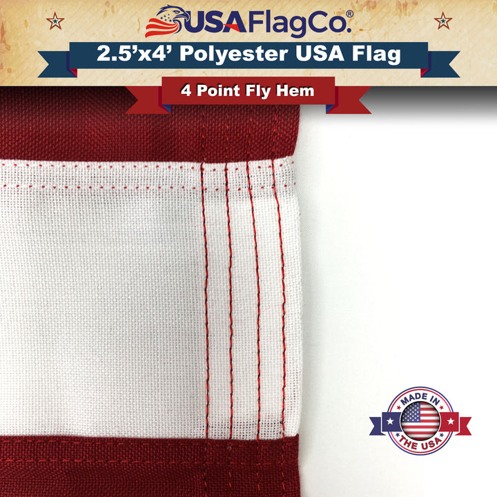 Polyester US Flag 6x10 foot Embroidered Stars & Sewn Stripes