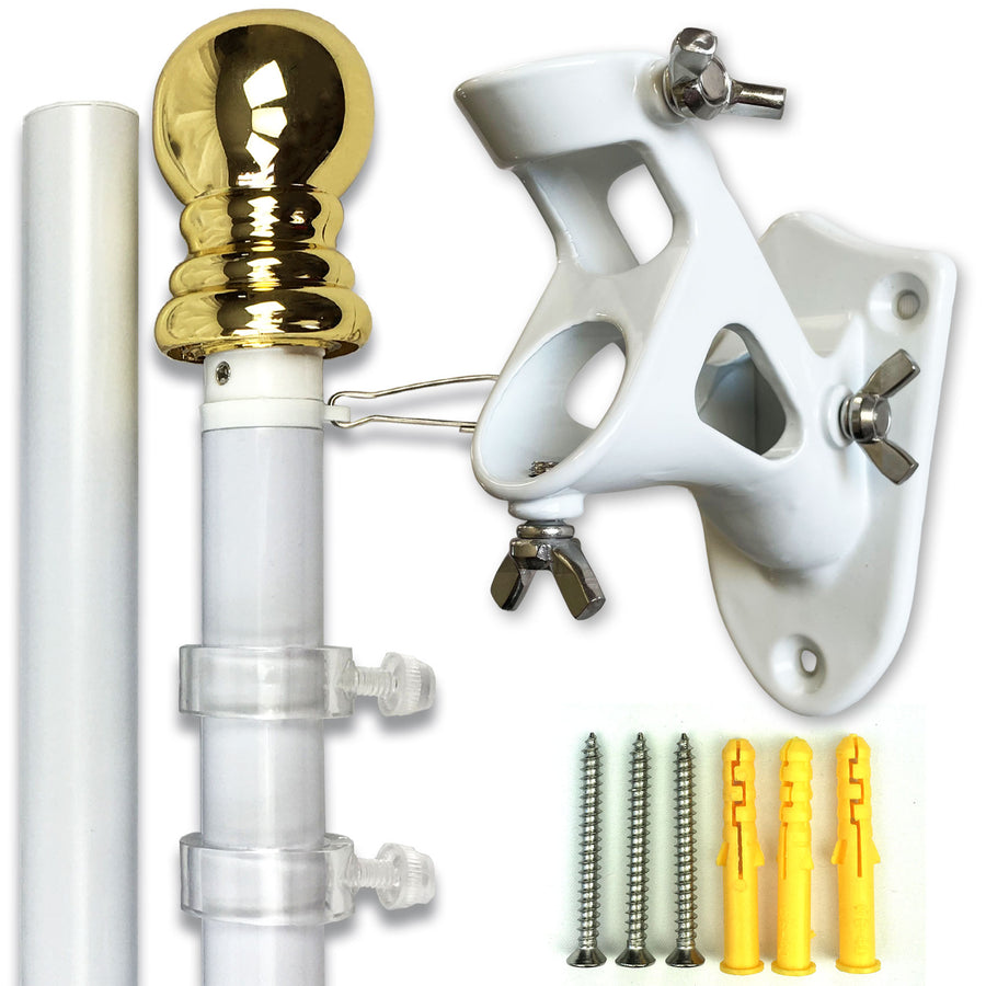 USA Flag Co. PATRIOT™ Vivid White Flag Pole and Bracket Kit