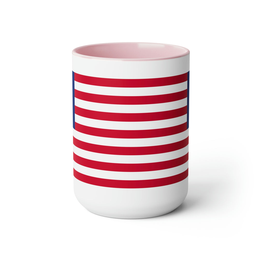 Two-Tone Betsy Ross Flag Coffee Mugs, 15oz