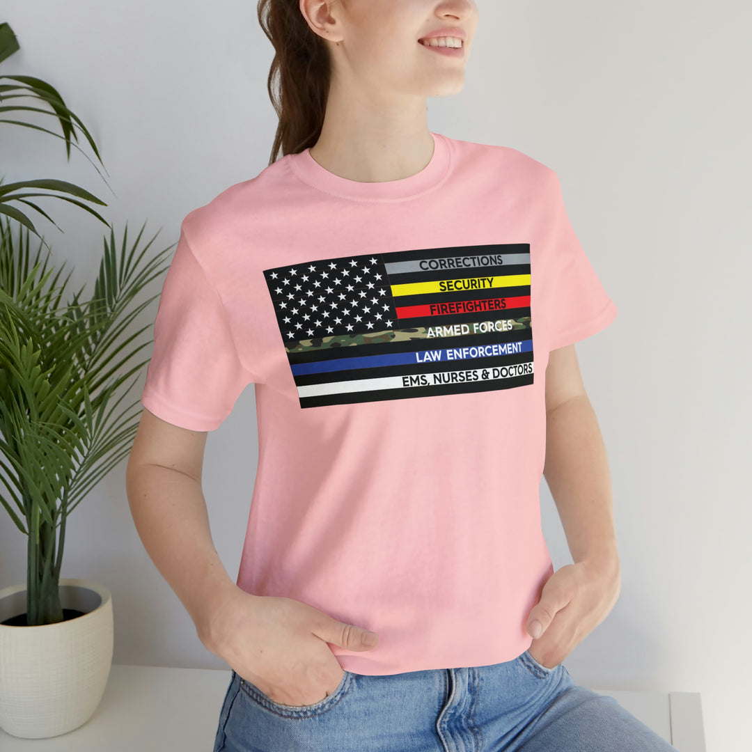 Thin Line USA Flag T Shirt: Bella + Canvas 3001