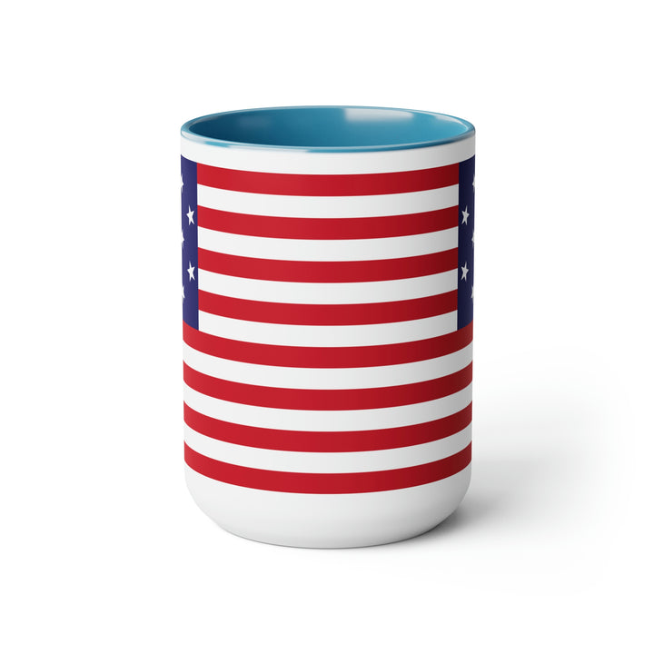 Two-Tone Star Spangled Banner Flag Coffee Mugs, 15oz