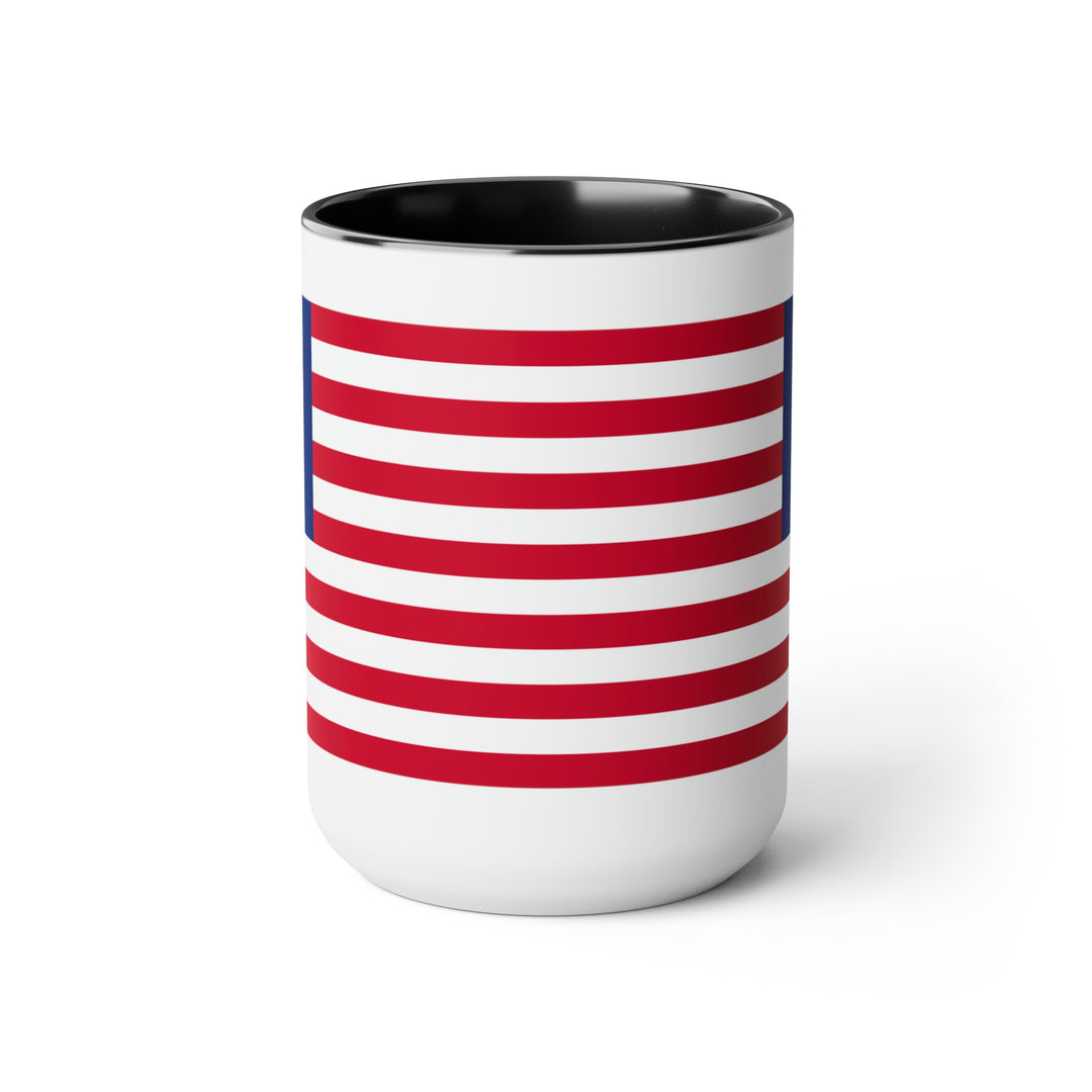 Two-Tone Betsy Ross Flag Coffee Mugs, 15oz