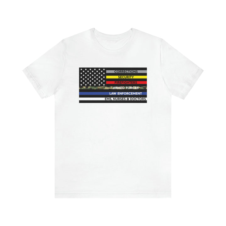 Thin Line USA Flag T Shirt: Bella + Canvas 3001