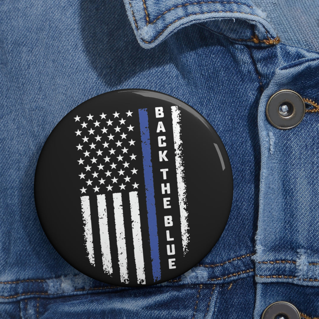 Back The Blue Flag Custom Pin Buttons