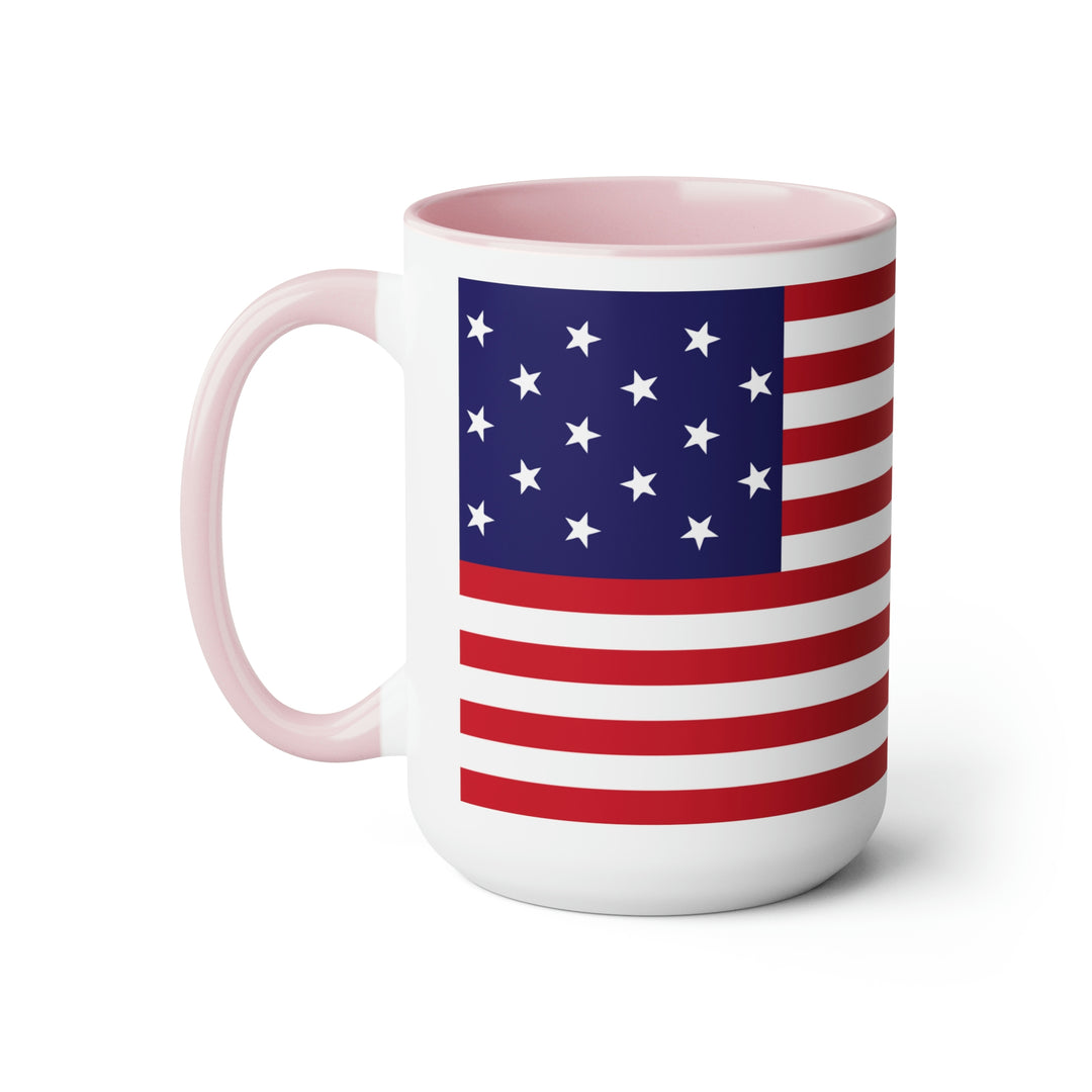 Two-Tone Star Spangled Banner Flag Coffee Mugs, 15oz