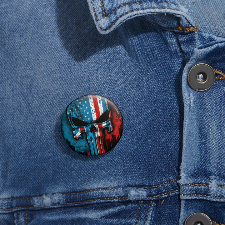 American Flag Punisher Skull Custom Pin Buttons