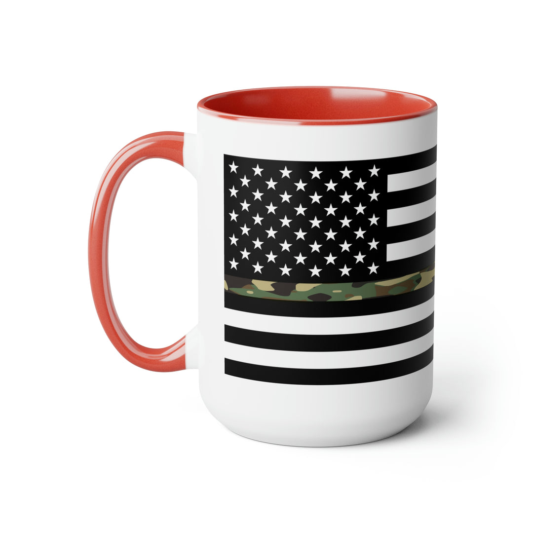 Two-Tone Thin Camo Line Flag Coffee Mugs, 15oz