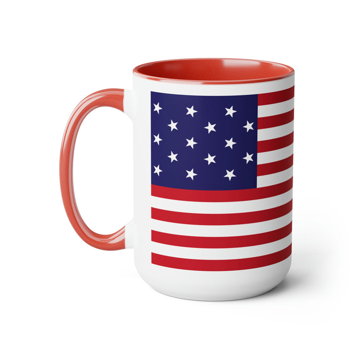 Two-Tone Star Spangled Banner Flag Coffee Mugs, 15oz