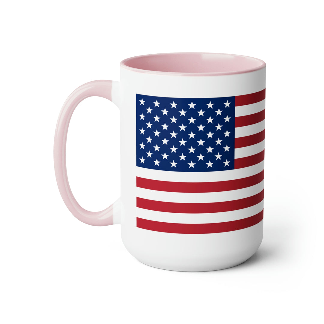 Two-Tone American Flag Coffee Mugs, 15oz