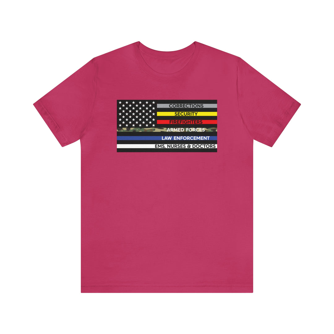 Thin Line USA Flag T Shirt: Bella + Canvas 3001