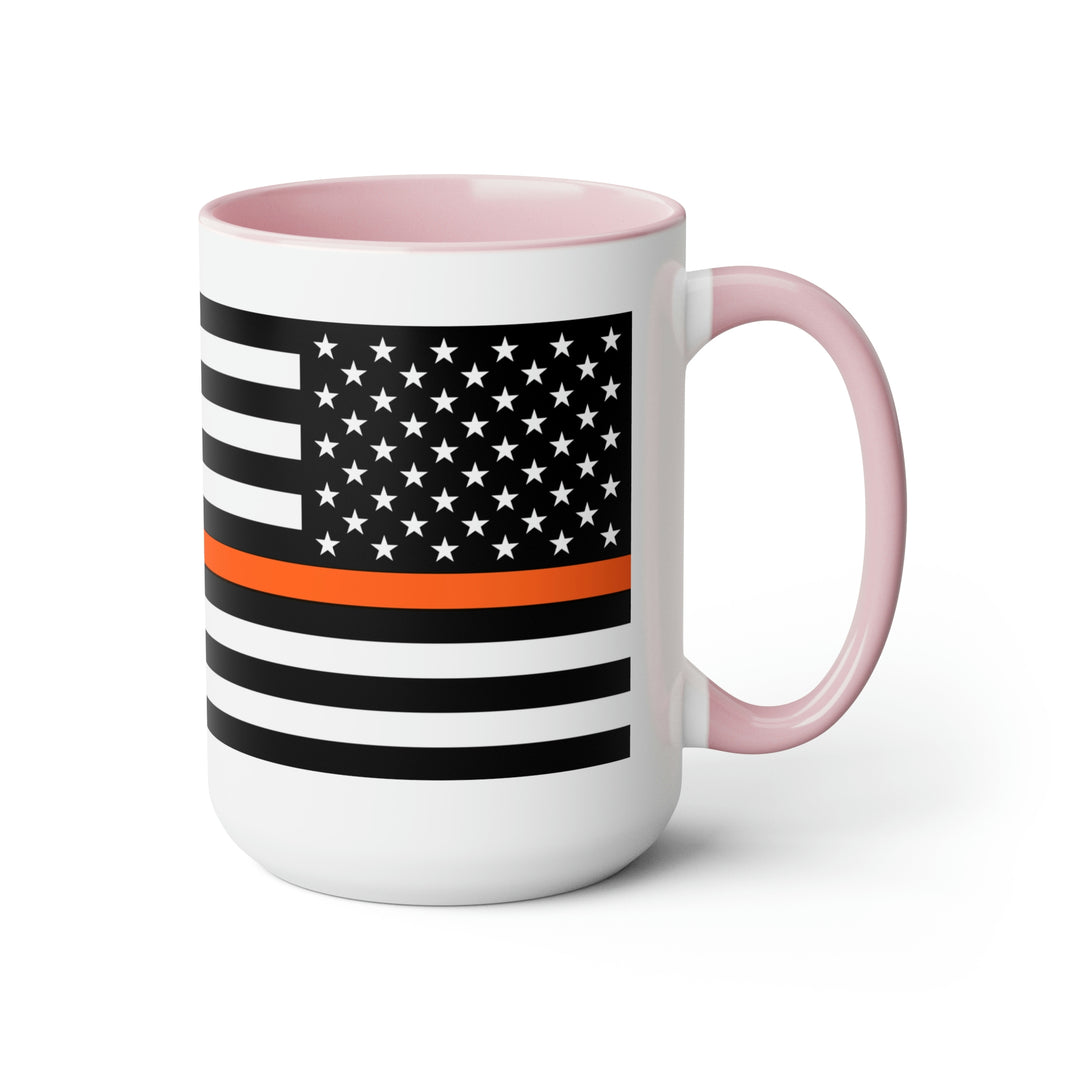 Two-Tone Thin Orange Line Flag Coffee Mugs, 15oz