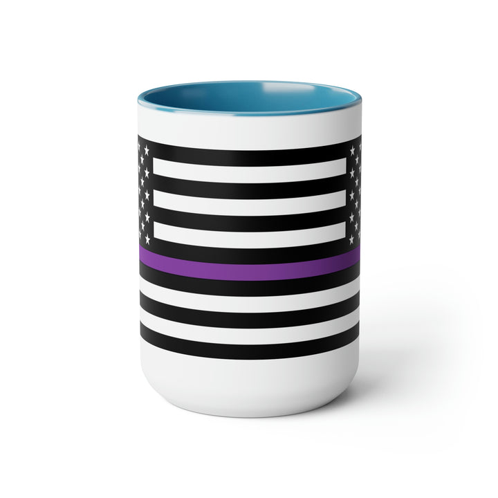 Two-Tone Thin Purple Line Flag Coffee Mugs, 15oz