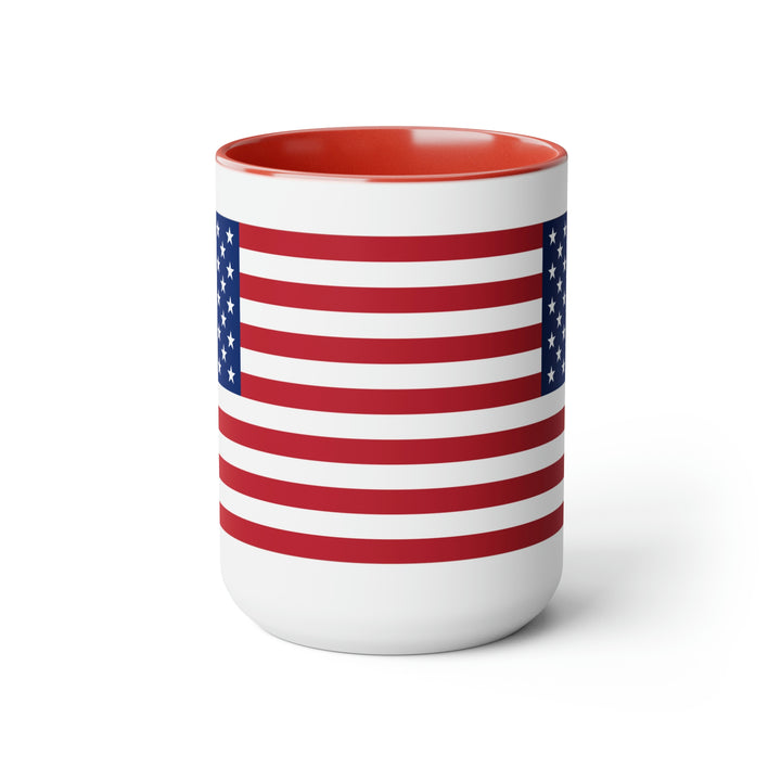 Two-Tone American Flag Coffee Mugs, 15oz