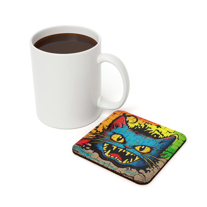 Crazy Blue Cat Cork Back Coaster