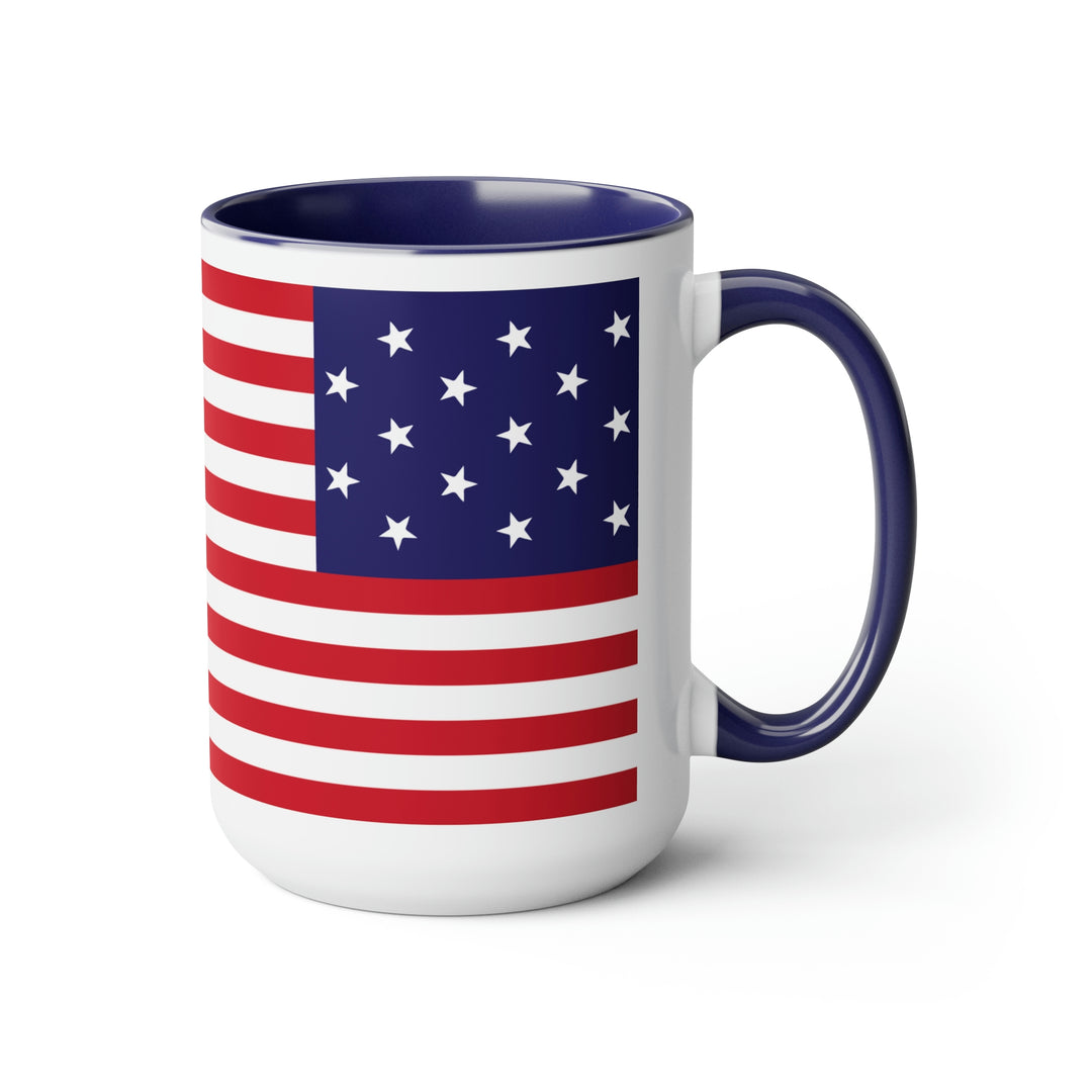 Two-Tone Star Spangled Banner Flag Coffee Mugs, 15oz