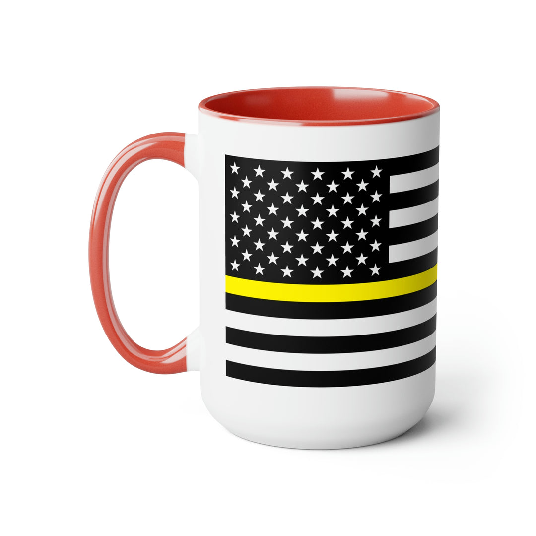 Two-Tone Thin Yellow Line Flag Coffee Mugs, 15oz