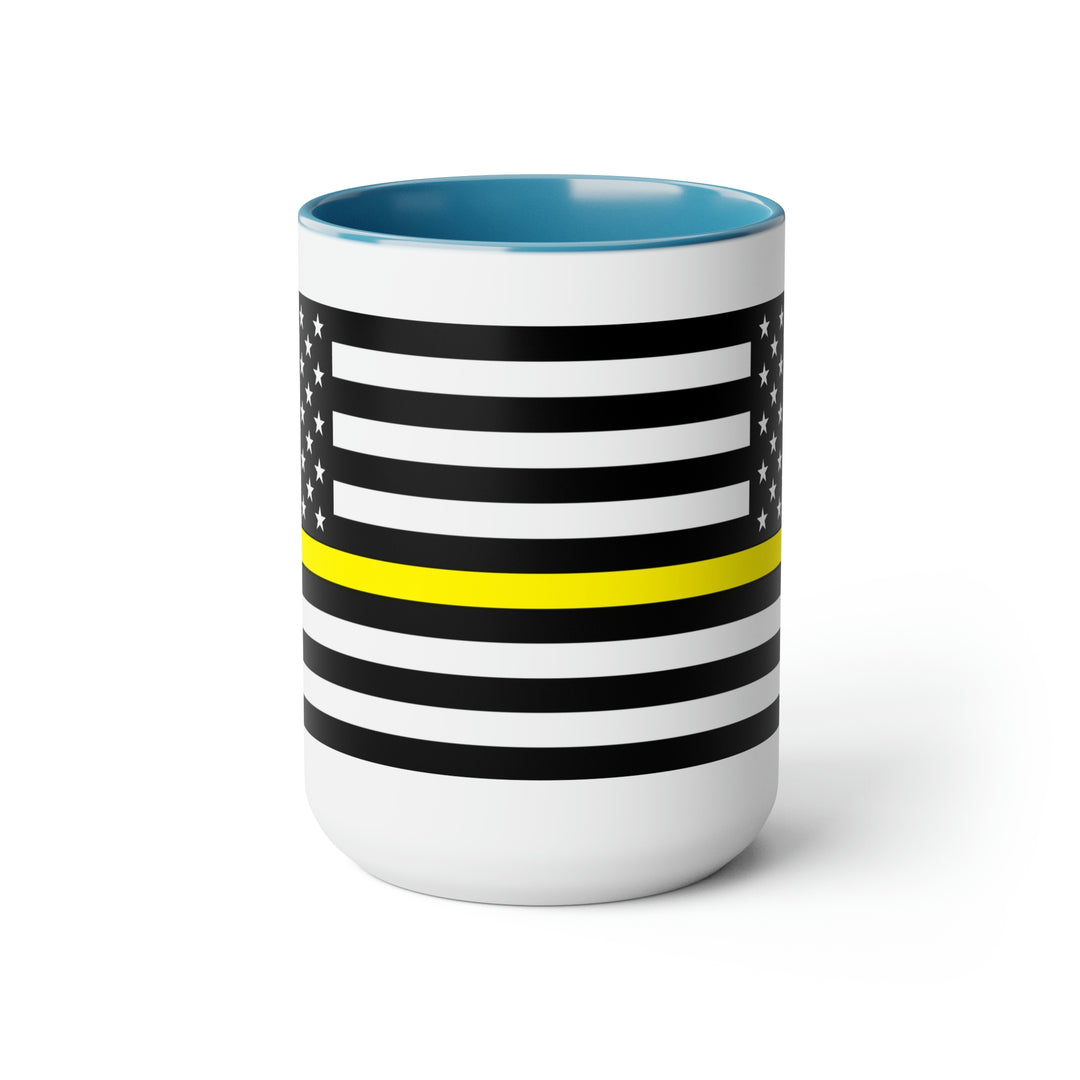 Two-Tone Thin Yellow Line Flag Coffee Mugs, 15oz