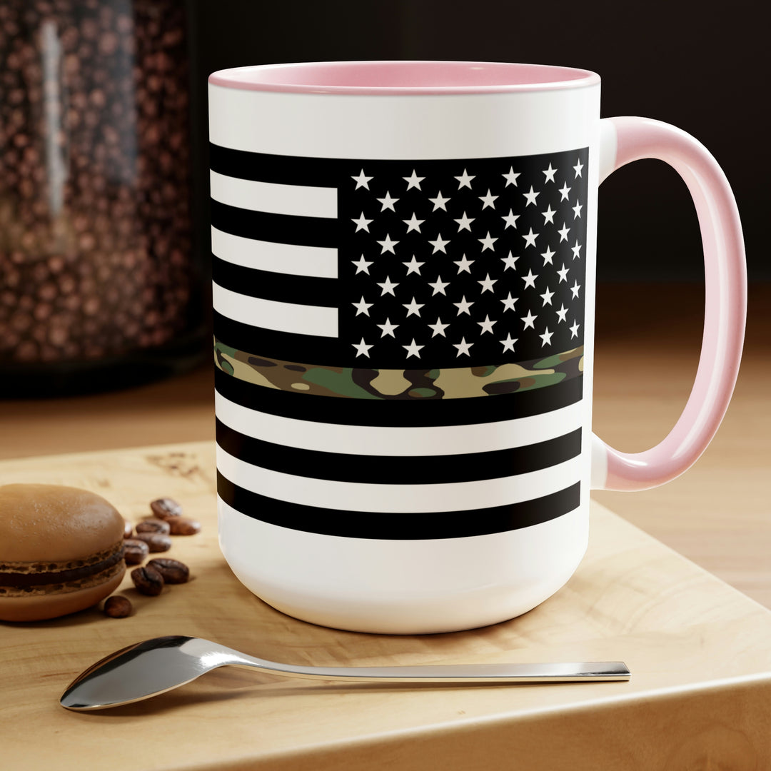 Two-Tone Thin Camo Line Flag Coffee Mugs, 15oz