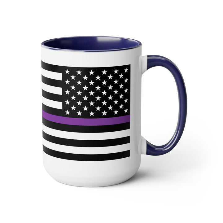 Two-Tone Thin Purple Line Flag Coffee Mugs, 15oz