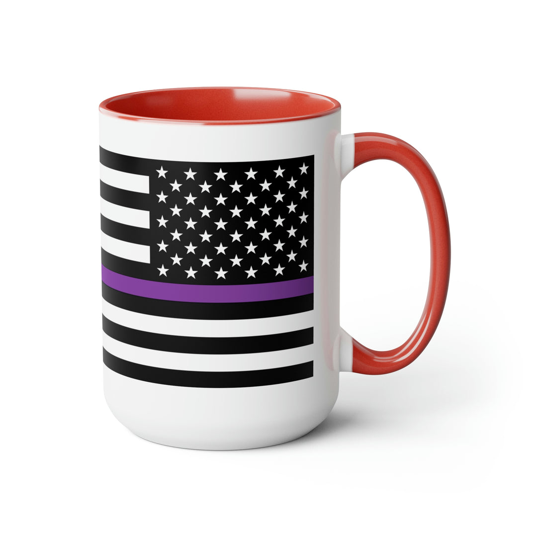 Two-Tone Thin Purple Line Flag Coffee Mugs, 15oz